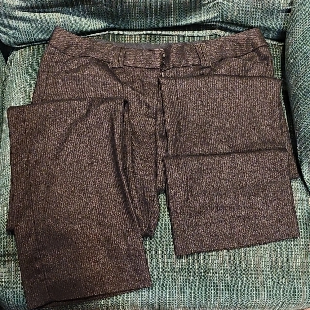Express Dark Brown Textured Trousers Size 6